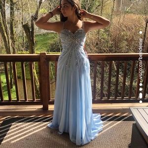 Blue Sparkled Prom Dress